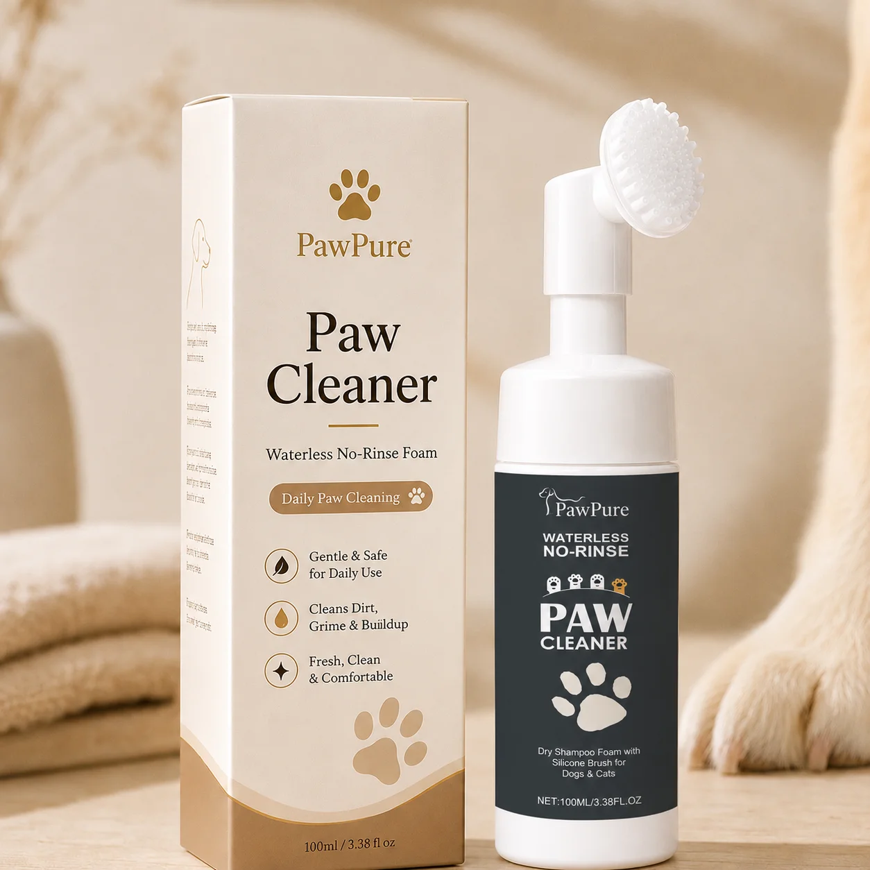 PawMelle Paw Cleaner waterless dog paw cleaning foam